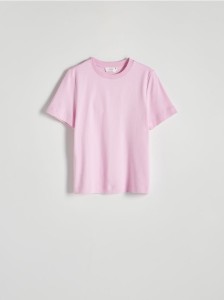 T-shirt z bawełny merceryzowanej - różowy