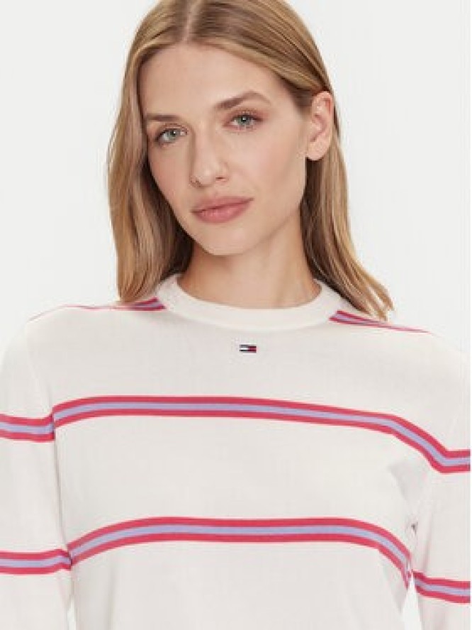 Tommy Jeans Sweter Essential DW0DW20159 Écru Regular Fit