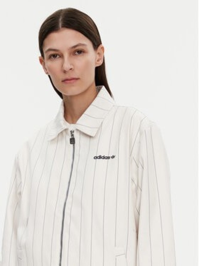 adidas Kurtka przejściowa Pinstripe Harrington JJ3476 Biały Loose Fit