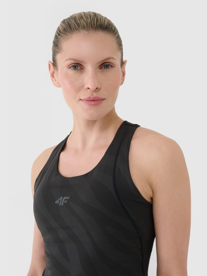 4F Crop top treningowy szybkoschnący damski - czarny XS