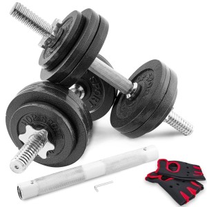 Zestaw hantli żeliwnych 2x15kg Hop-Sport z przedłużanym gryfem