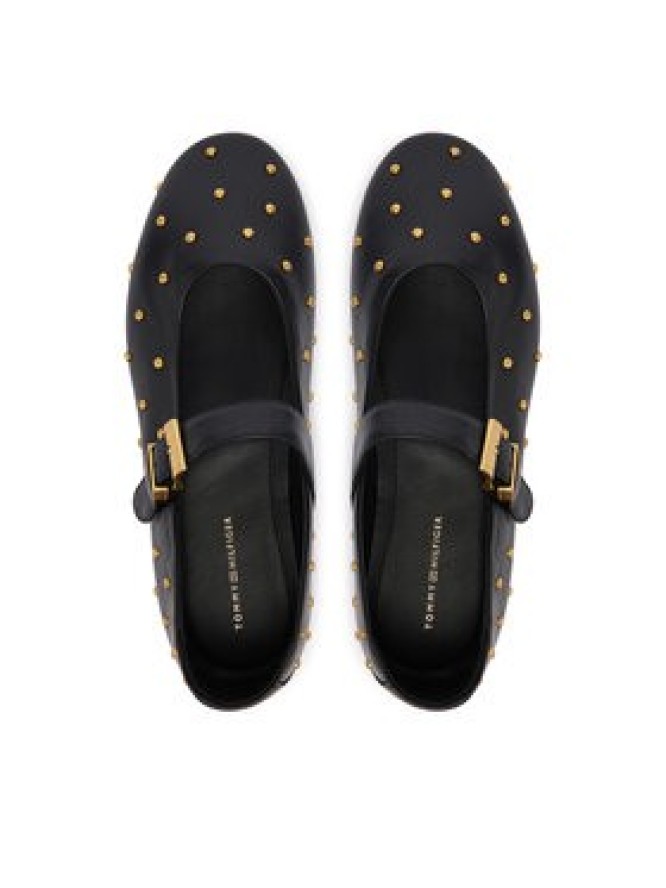 Tommy Hilfiger Baleriny Th Buckle Leather Stud Ballerina FW0FW09541 Czarny