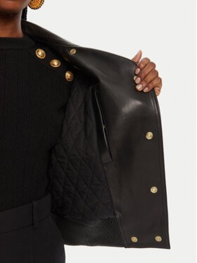 Balmain Kurtka skórzana DF0TH275LC62 Czarny Regular Fit