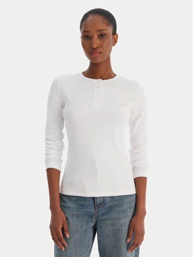 Calvin Klein Jeans Bluzka LV047E201G Biały Regular Fit