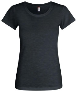 clique Slub-T Women Dopasowany T-shirt z bawełny slub – black