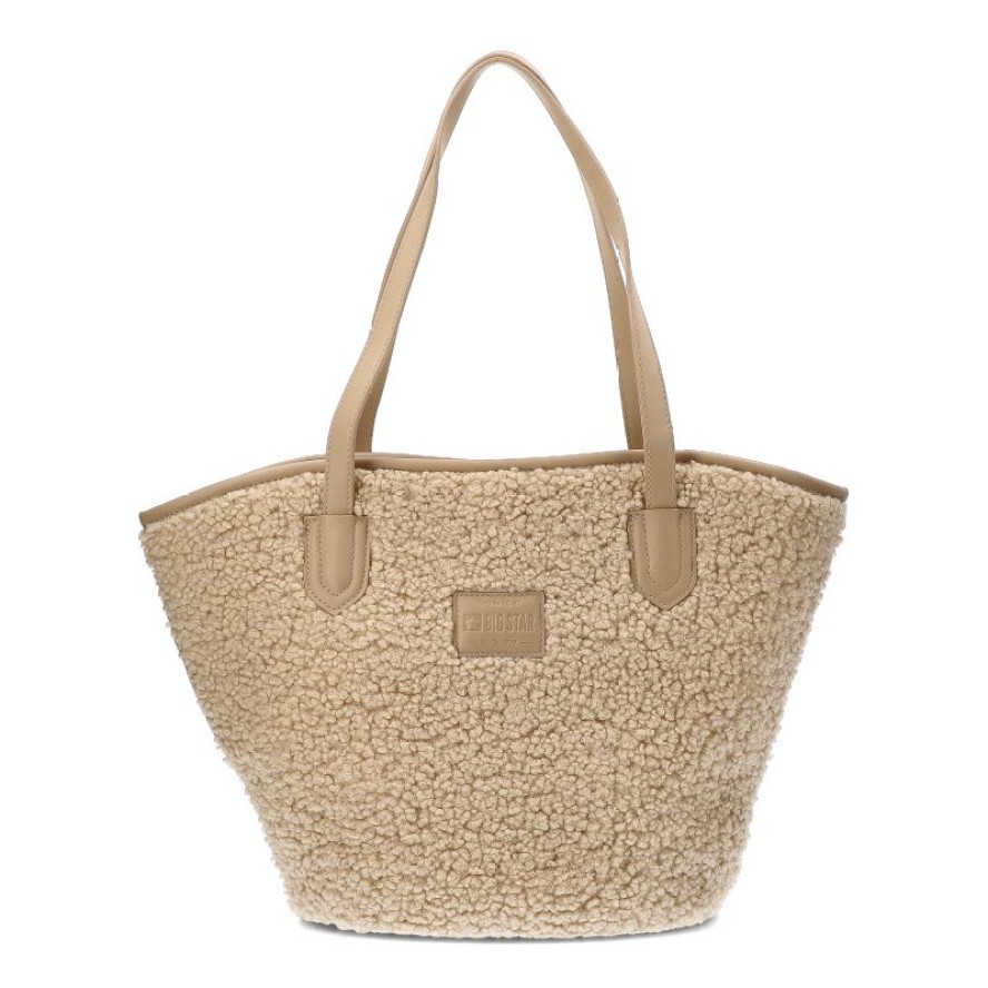 Beżowa Torebka Big Star 2w1 Damska Shopperka + Kosmetyczka