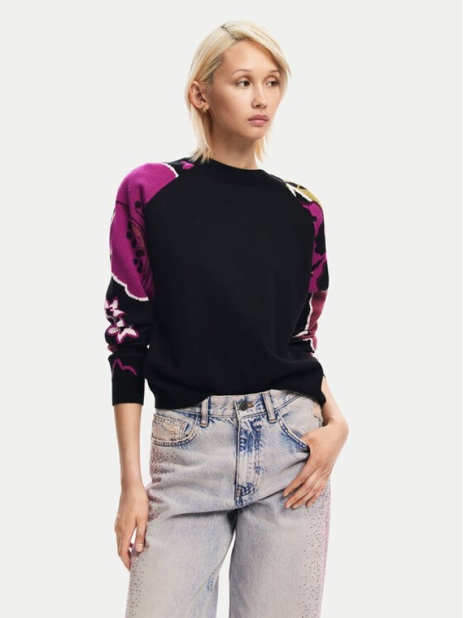 Desigual Sweter Barrie 24WWJF24 Czarny Regular Fit