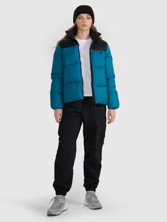 4F Kurtka puchowa z wypełnieniem syntetycznym damska - turkusowa XXL