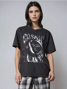 Koszulka z metalicznym nadrukiem - szary