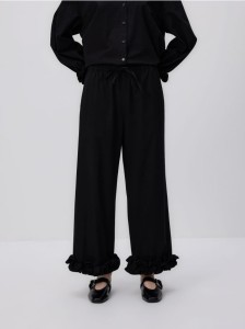 Spodnie z falbankami - czarny