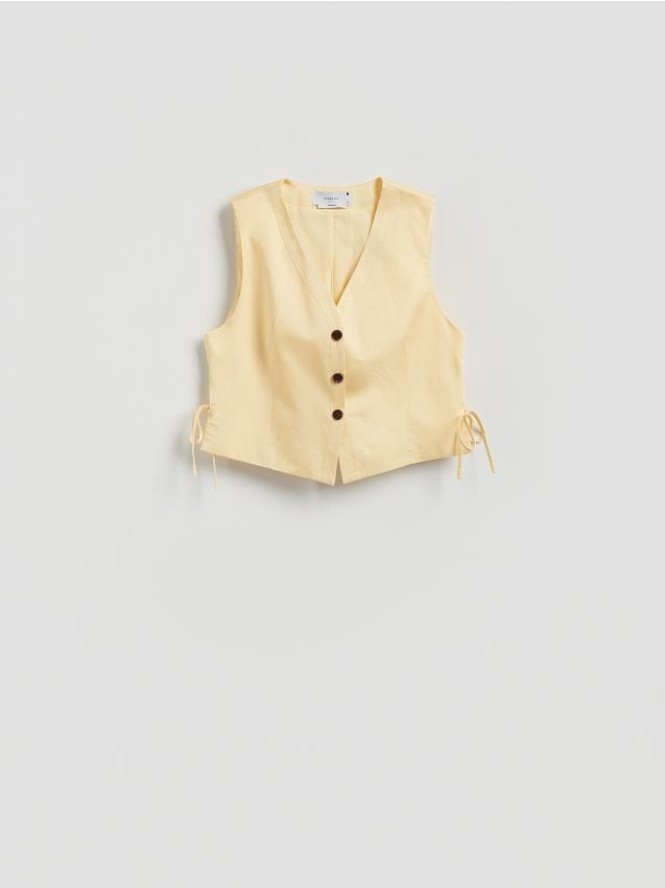 Kamizelka z lnem - jasnożółty