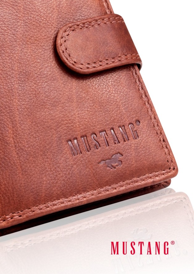 MUSTANG Denimo High Wallet Side Opening With Button SKÓRZANY PORTFEL POJEMNY NA KARTY PREMIUM