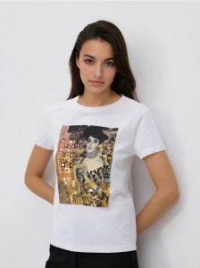 Bawełniany t-shirt z nadrukiem - biały