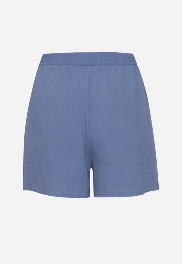 Niebieskie Szorty z Wysokim Stanem i Gumką w Pasie Mevaraia