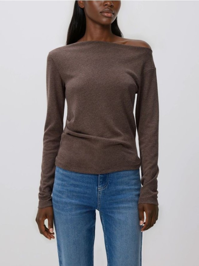Longsleeve z wiskozą - brązowy