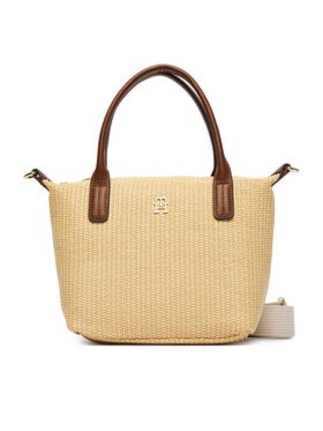 Tommy Hilfiger Torebka Popette Mini Tote Raffia AW0AW18523 Beżowy