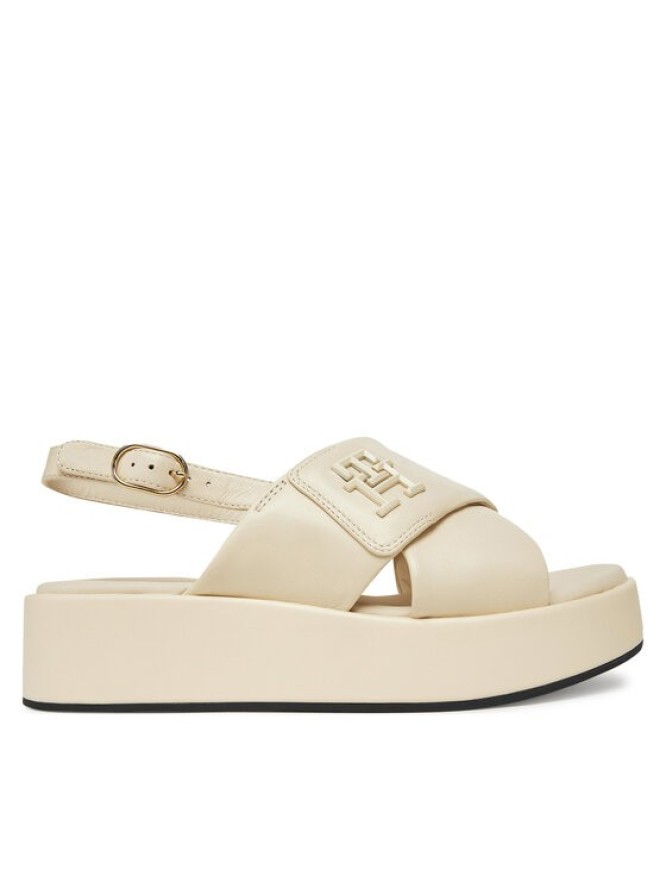 Tommy Hilfiger Sandały Th Logo Hw Padded Leather Sandal FW0FW08808 Beżowy