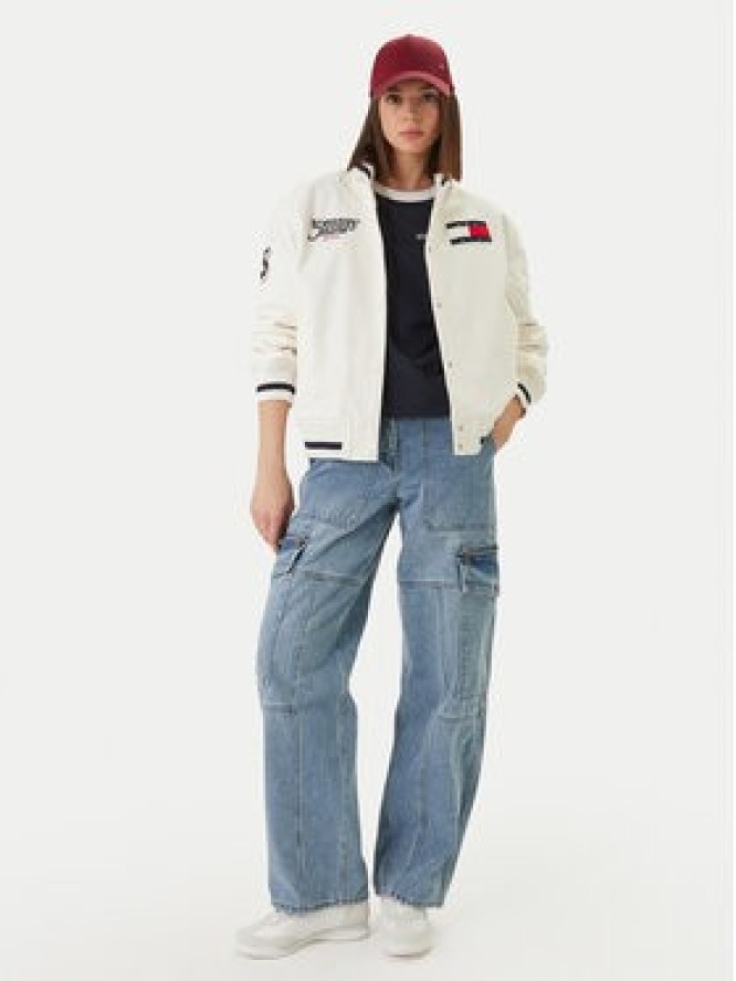 Tommy Jeans Kurtka bomber DW0DW22585 Biały Relaxed Fit