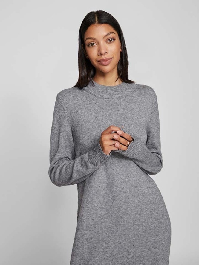 Vila Sukienka dzianinowa w kolorze szarym rozmiar: S