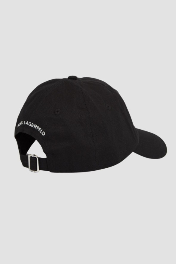 KARL LAGERFELD Czarna damska czapka z daszkiem Ikon Rhinestones