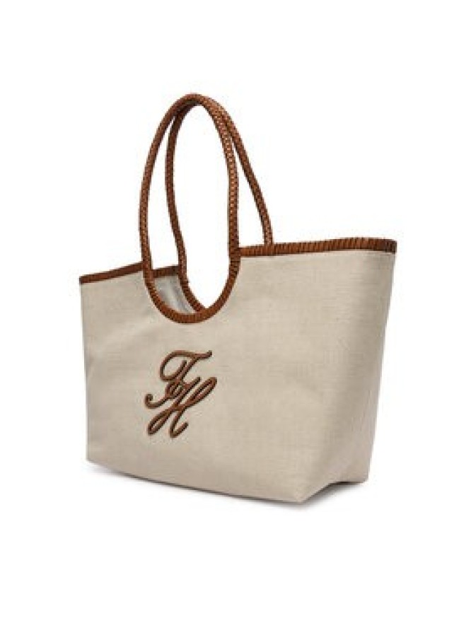 Tommy Hilfiger Torebka Th Elev Summ Maxi Tote Canvas AW0AW18629 Beżowy