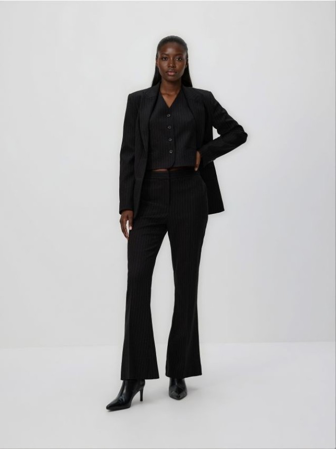 Spodnie flare w paski - czarny