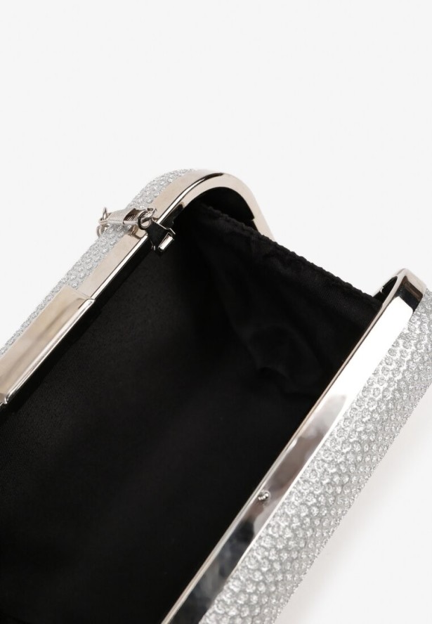 Srebrna Torebka Kopertówka Ozdobiona Brokatem Nerionea