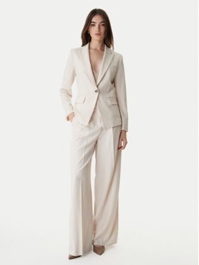 Marella Spodnie palazzo Slogan2 2615131311 Écru Wide Leg