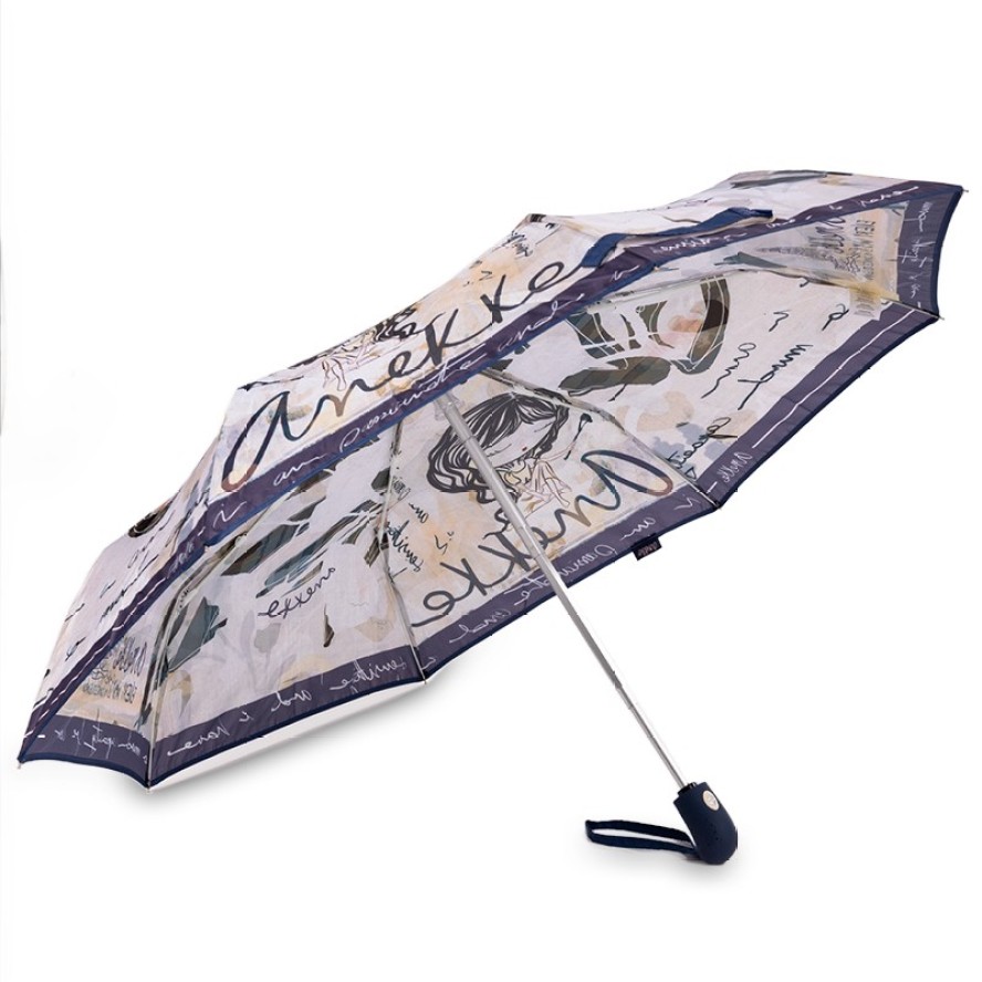 Parasol damski Anekke, w ozdobne motywy z trwałym mechanizmem i wygodną rączką składany, kolorowy, 40483-102