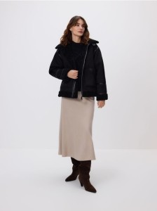 Kurtka z imitacji zamszu - czarny