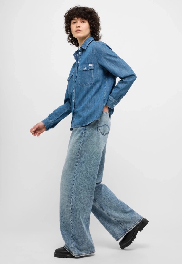 Damska Koszula Mustang Style Sedana Basic Shirt Denim Blue 1015590 5000 540