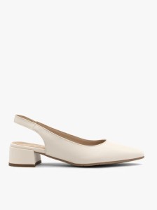 Kremowe czółenka slingback bez pięty
