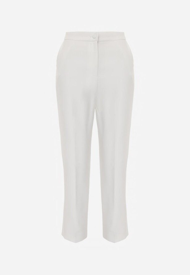 Białe Klasyczne Spodnie VICES Garniturowe High Waist Dimaia