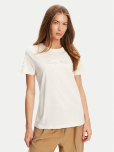 Tommy Hilfiger T-Shirt Script WW0WW47210 Écru Regular Fit