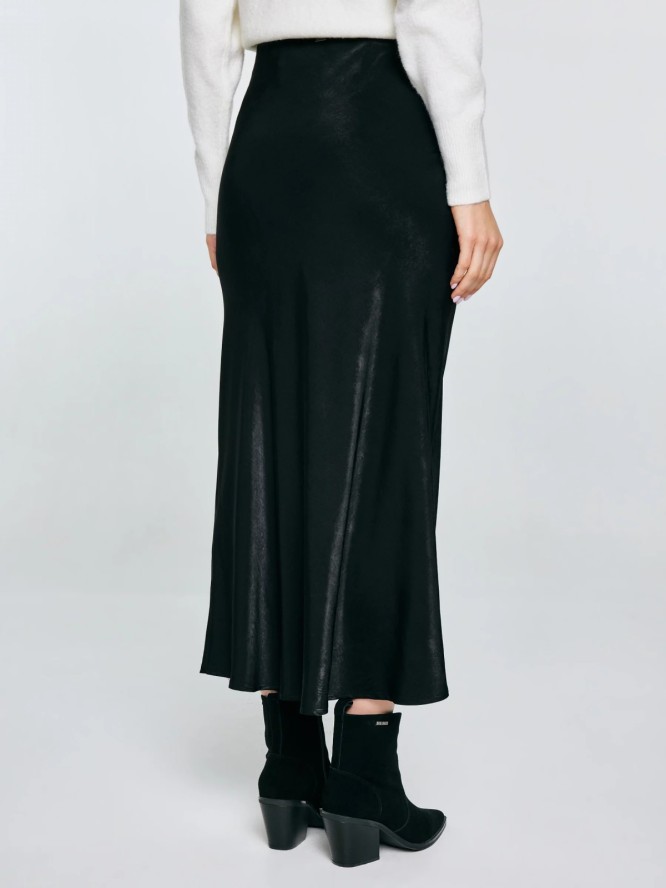 Spódnica damska midi satynowa czarna Eleni 906