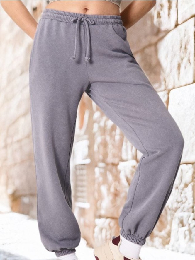 Spodnie dresowe z efektem sprania - szary