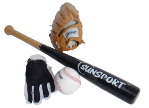 Baseball Zestaw Junior Sunsport piłka, kij,2x rękawica Sunsport