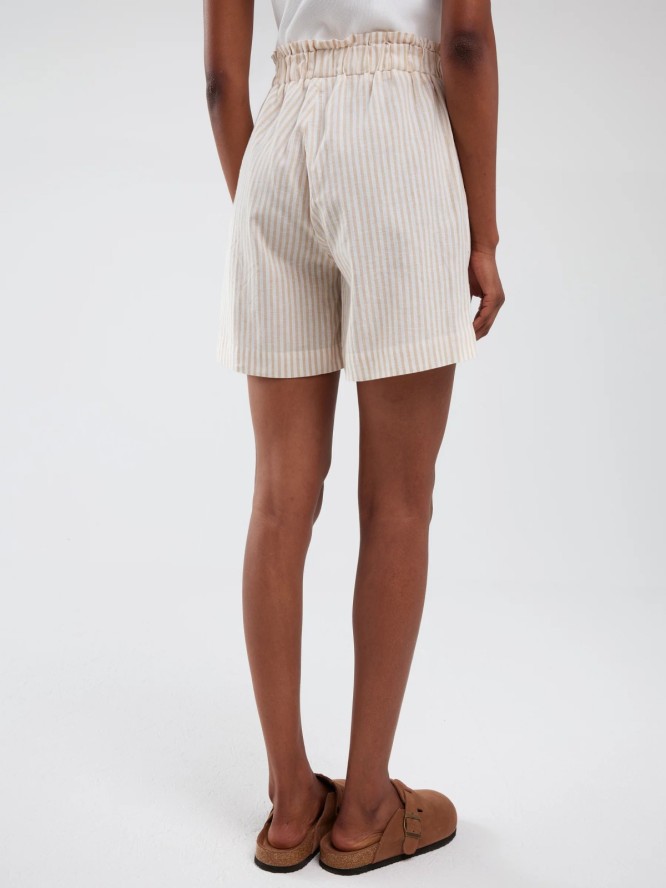 Szorty damskie lniane w prążek beżowe Endasi 805