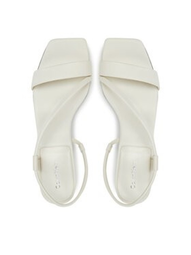 Calvin Klein Sandały Heel Sandal 50 Squared Lth HW0HW02534 Biały