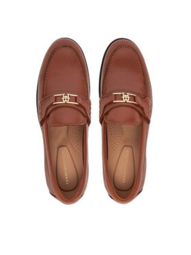Tommy Hilfiger Loafersy Th Logo Leather Loafer FW0FW08705 Brązowy