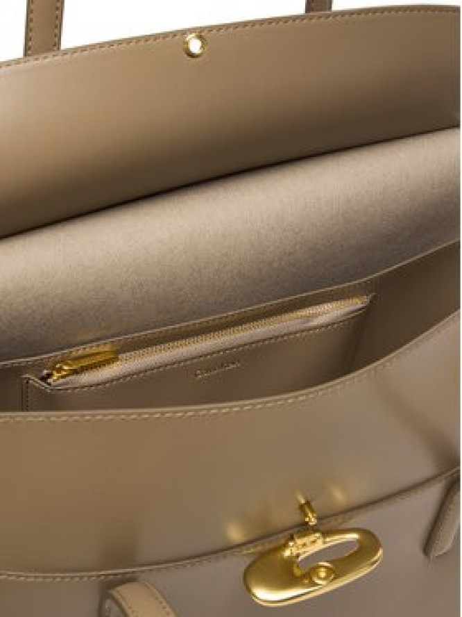 Calvin Klein Torebka Hardware Brushed Flap Tote Bag LV04F3336G Beżowy