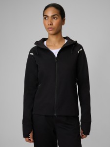 4F Bluza dresowa slim z kapturem damska - czarna M