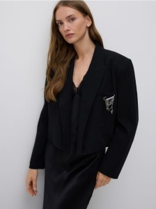 Marynarka z ozdobną aplikacją - czarny