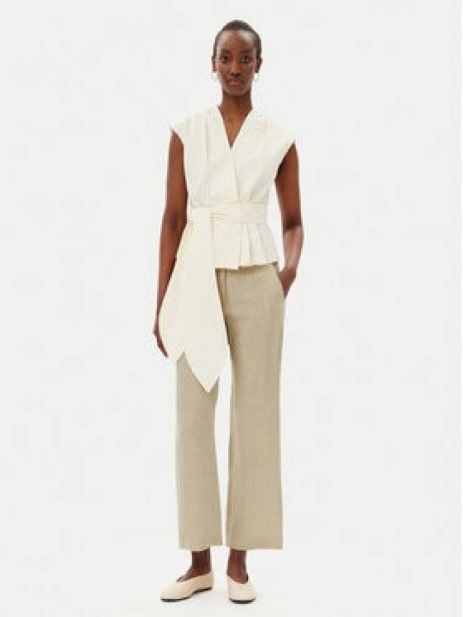 Marella Bluzka Bronzo 2513161072200 Écru Slim Fit