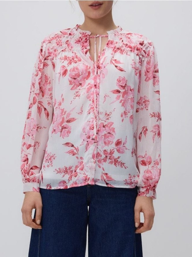 Bluzka w kwiatowy wzór - fuksja