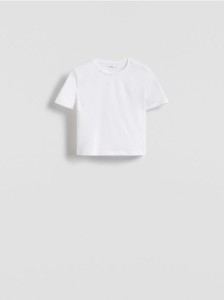 Bawełniany crop top - biały