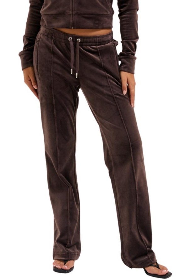 JUICY COUTURE Czekoladowe spodnie dresowe damskie z cyrkoniami Tina, Rozmiar XS