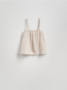 Lniany top - beżowy