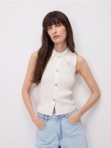 Bluzka z wiskozą - kremowy