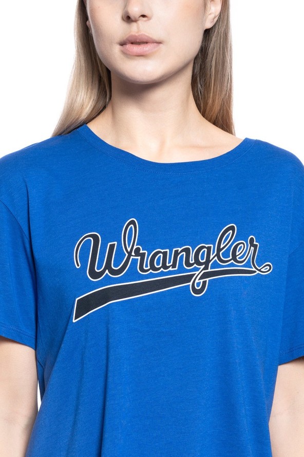 T-SHIRT DAMSKI WRANGLER DRAPE TEE COBALT BLUE W7P7F6B09 112132065